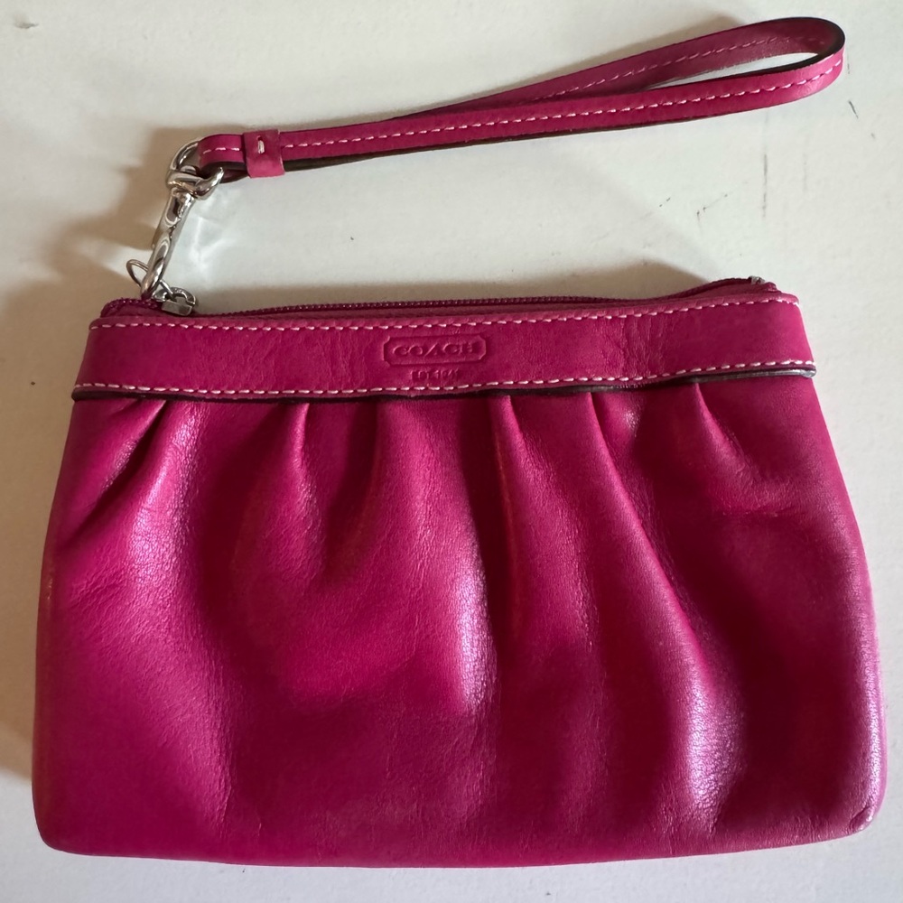 Coach Fuchsia Pink Pleated Wristlet